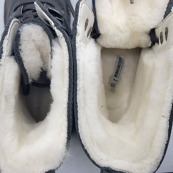 Birkenstock Bryson Womens 41 E Gray Shearling Waxy Nubuck Graphite Boots - Picture 5 of 14